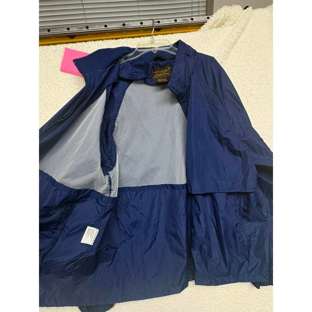 Eddie Bauer Mens XL Navy Blue Nylon Windbreaker Jacket Full Zip Mesh Lined XL